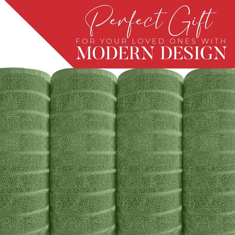 Riverside Pack of 2 Extra Large Bath Sheet Towels, 35 x 70 Inches, 600 GSM, Ribbed Stripe, 100% Cotton - Super Soft, Highly Absorbent & Quick Dry for Bathroom, Spa & Hotel, Sage Green - Image 4